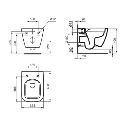 Тоалетна чиния Ideal Standard i.life S rimless бяла гланцирана