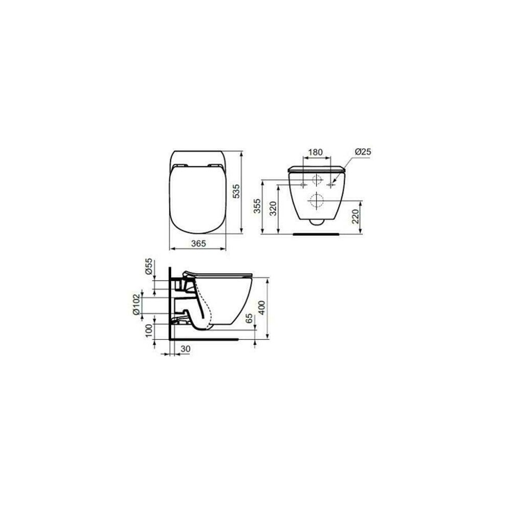 WC чиния стенен монтаж Ideal Standard Tesi AquaBlade бяла
