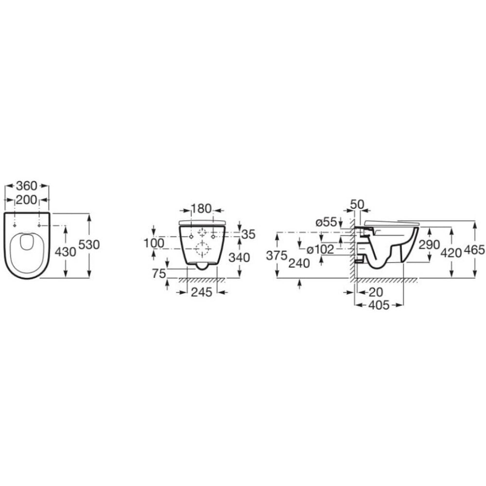 Roca Ona Rimless Wall-Hung Toilet White