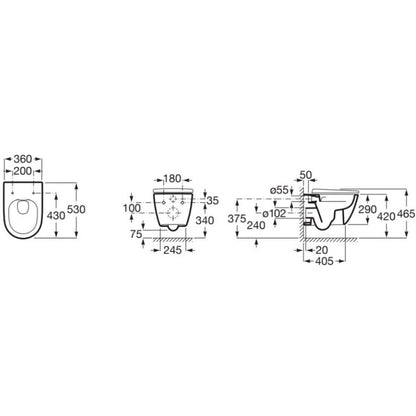 Roca Ona Rimless Wall-Hung Toilet White
