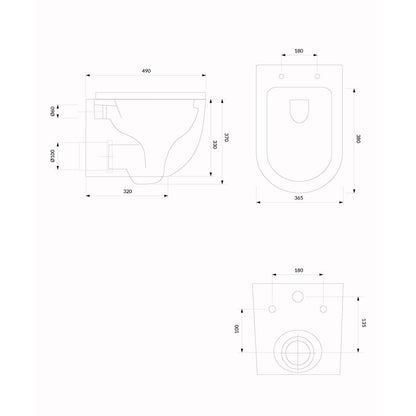Wall-hung rimless toilet with soft-close seat Omnires Ottawa white