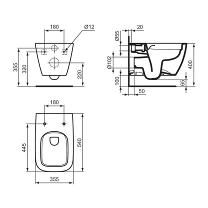 WC биде без ръб Ideal Standard I.life B бяло SmartGuard