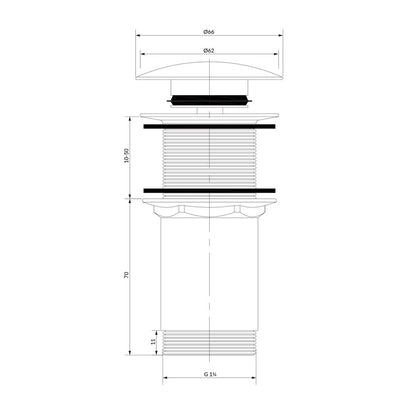 Вентил за мивка Click-Clack Omnires, покритие brushed nickel, без преливник