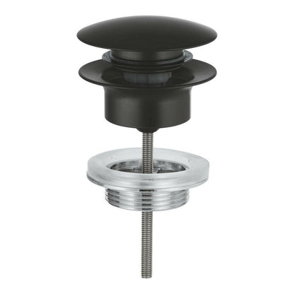Matte black sink drain Grohe Push-Open, universal