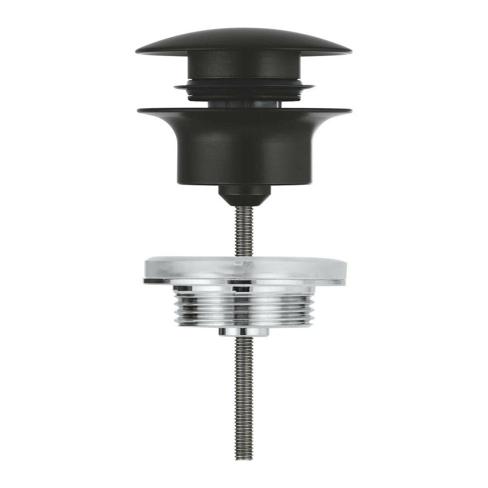 Matte black sink drain Grohe Push-Open, universal