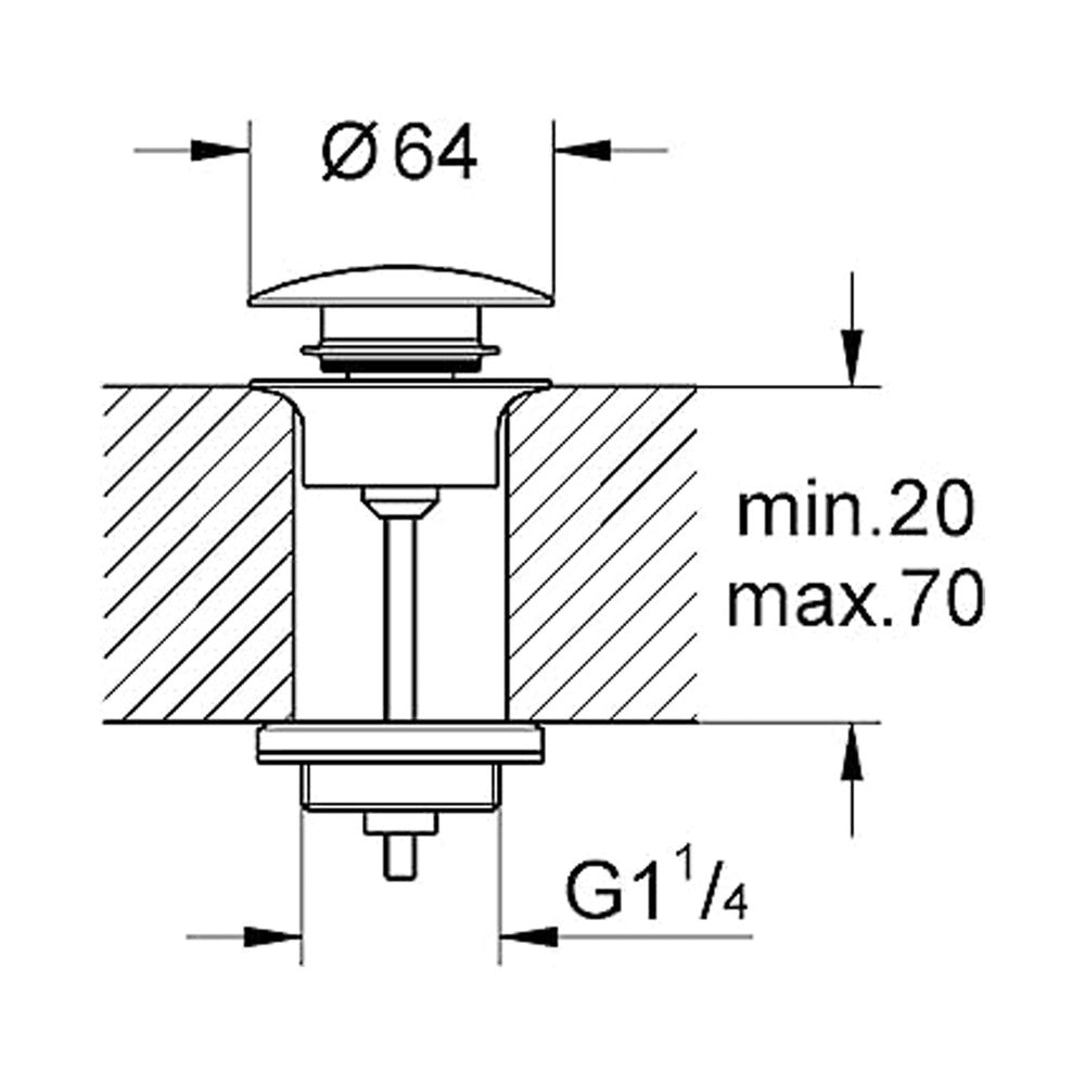 Grohe Selection Push-Open Basin Valve, Chrome, Supersteel, Universal