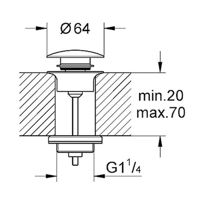 Grohe Selection Push-Open Basin Valve, Chrome, Supersteel, Universal