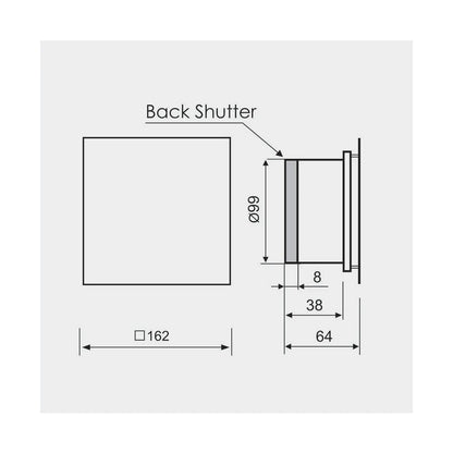 Bathroom Fan MMotors Chrome with 38 mm Exhaust 16W